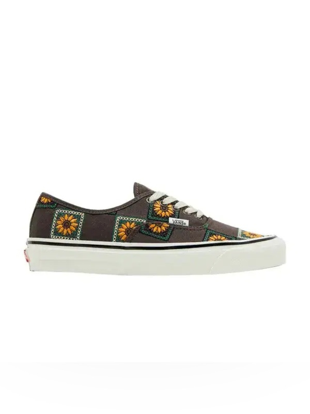 Vans Authentic 44 DX  "Granny Check Chocolate" Embroidered Sunflowers Size: 8.5